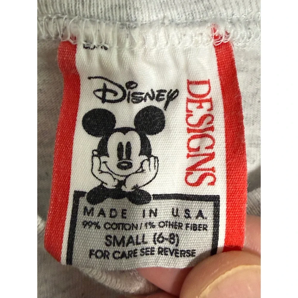 Vintage Walt Disney World Mickey Mouse T-Shirt Kids Small 6-8 Gray Made in USA